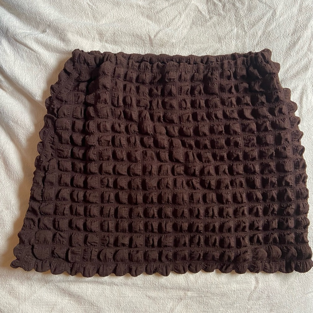 Find Me Now - Textured Brown Mini Skirt